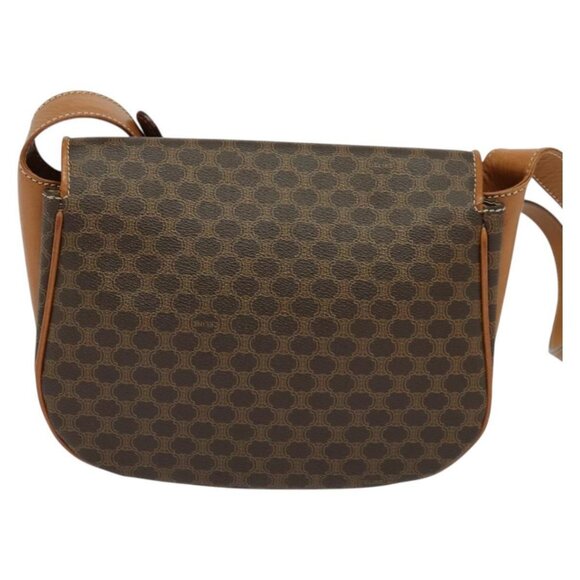 CELINE Macadam Canvas Shoulder Bag PVC Leather Brown Gold Auth 119835 - Picture 3 of 16